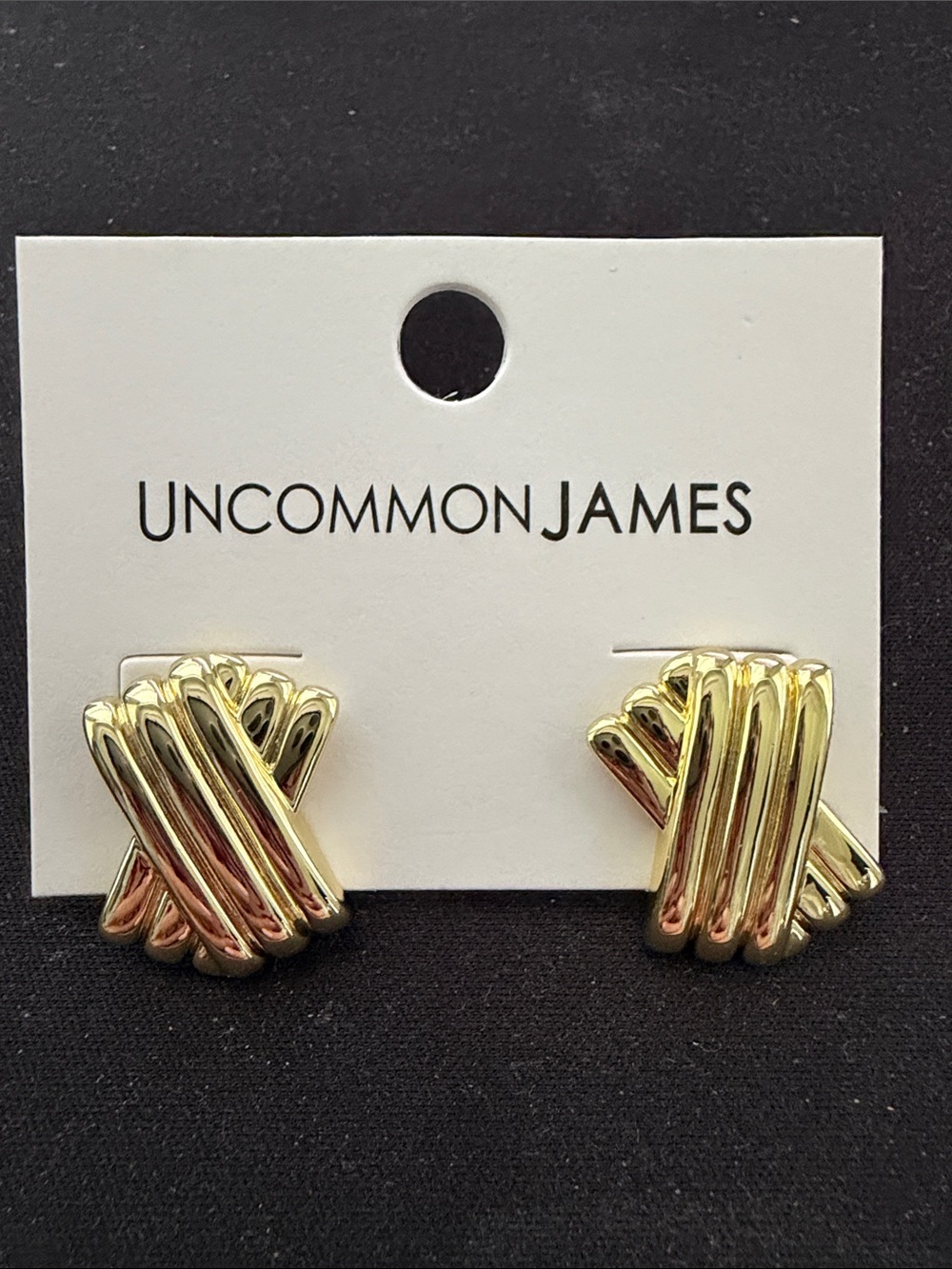 Uncommon James Gold Knot Stud Earrings Bisou style NWT dust bag
